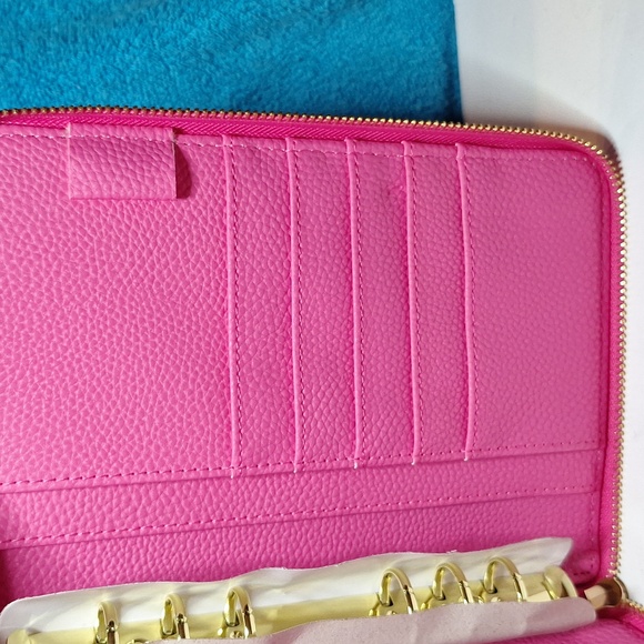 A6 Personal Binder, A6 Cash Stuffing Wallet Quilted Hot Pink Zipper Planner NEW - Picture 5 of 7